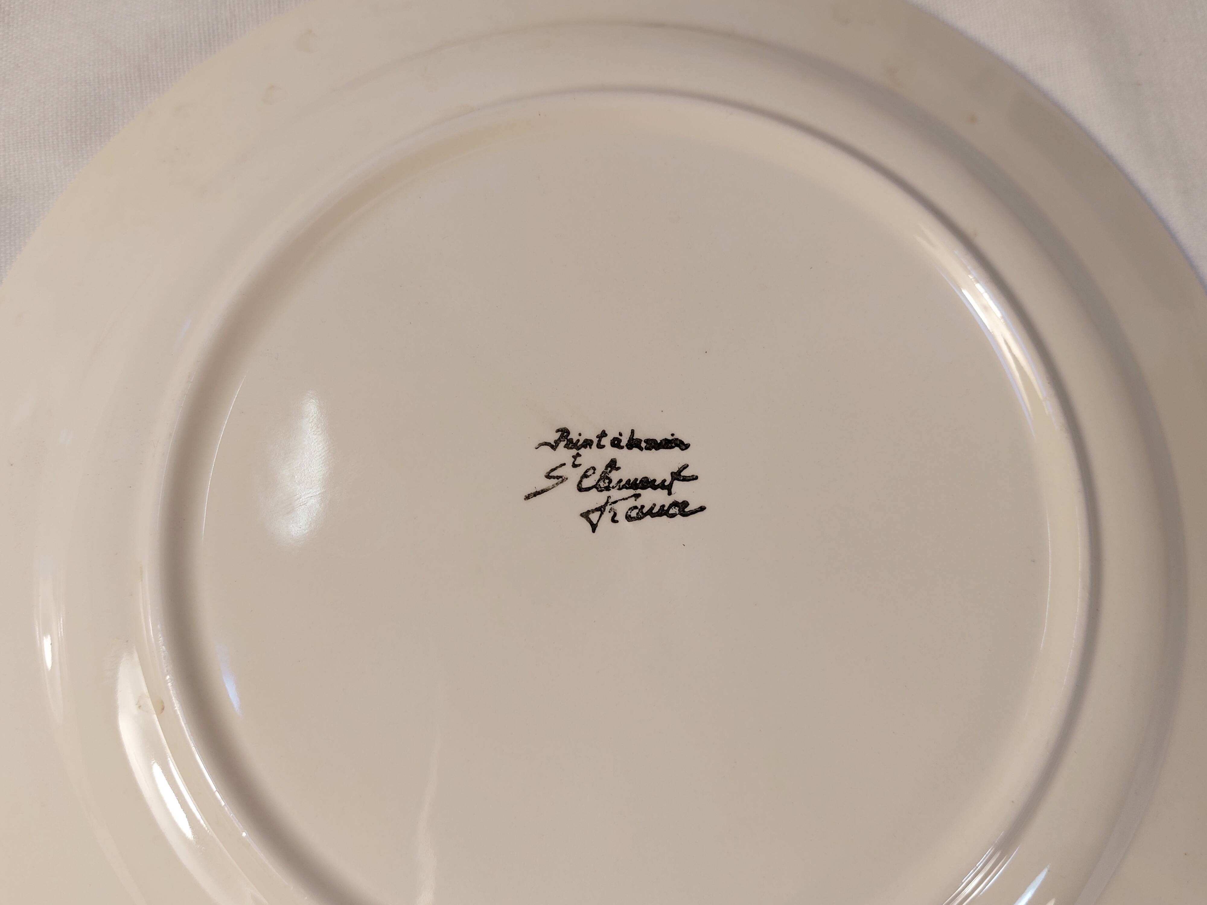 Set of 4 plates in St Clément Barbotine - Majolica - Fruits