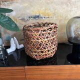 Large vintage Japanese old handmade wicker basket Ajiro weaving