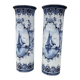 Pair of Delft vases with blue marine decoration