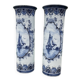 Paire de vases Delft décor marine bleue