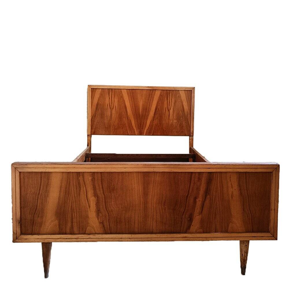 Mid Century Teak Wood Bed Frame, Spain, 1950s