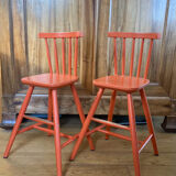 Vintage solid wood high chairs in Western style for children.