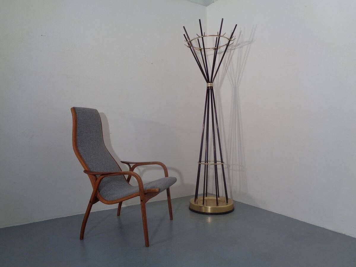 Italian copper and steel tubular coat rack, 1950s