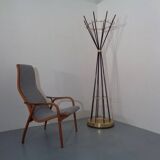 Italian copper and steel tubular coat rack, 1950s