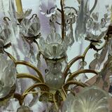 Lustre cage a seize lumières pampilles et coupelles de cristal xix siècle