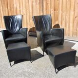 Pair of armchairs with footstool montis, 1980s