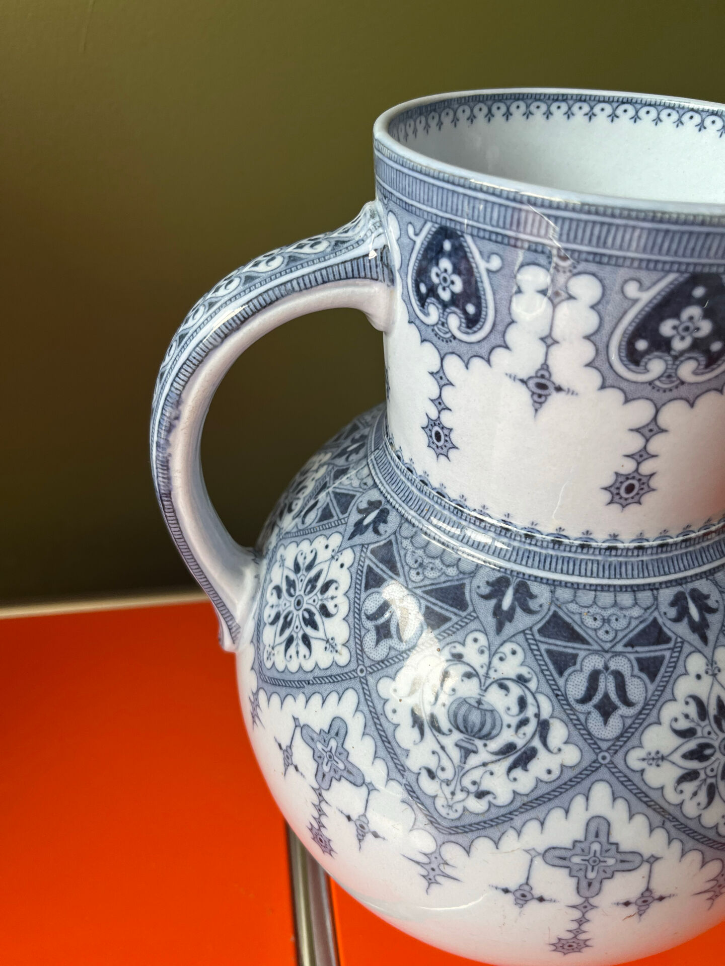 Sublime and rare jug vase Sarreguemines Acapulco