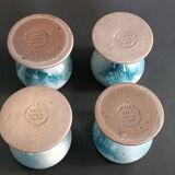 Four stoneware egg cups from Saint Amand pottery by Roger Jacques, vintage.