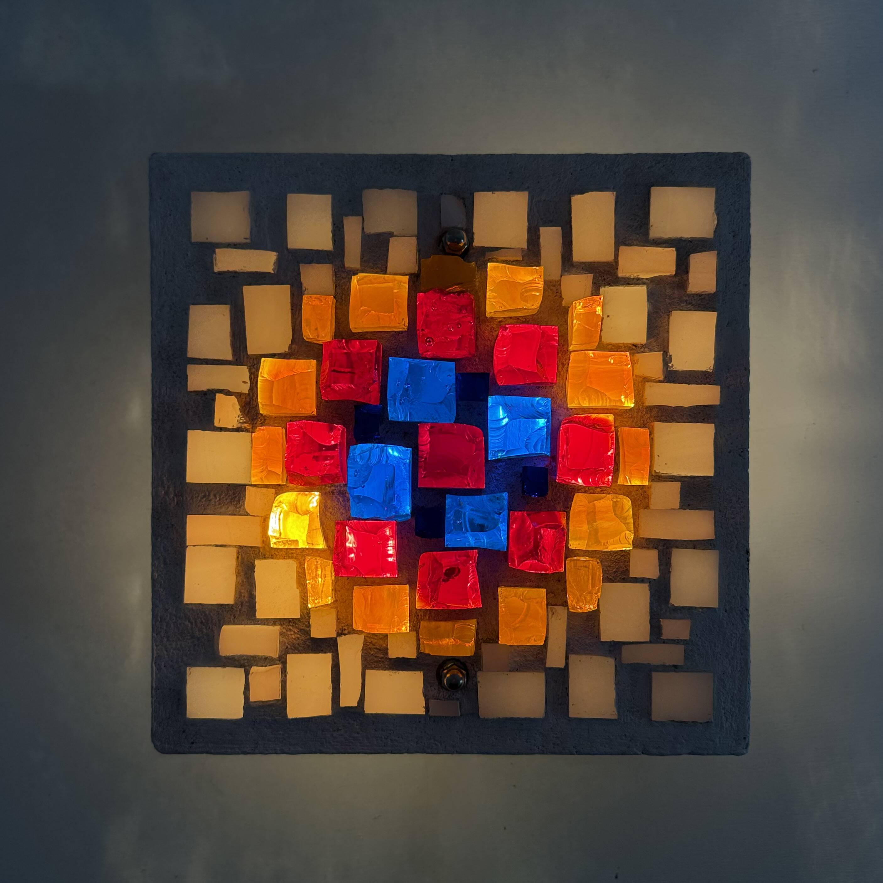 Brutalist wall lamp Glass with resin , 1970s , Germany