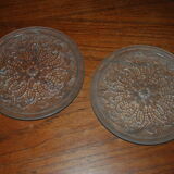 pair of art-deco plates in glass paste by Lorrain