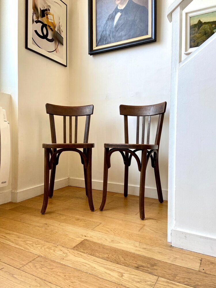 2 Baumann bistro chairs in dark wood