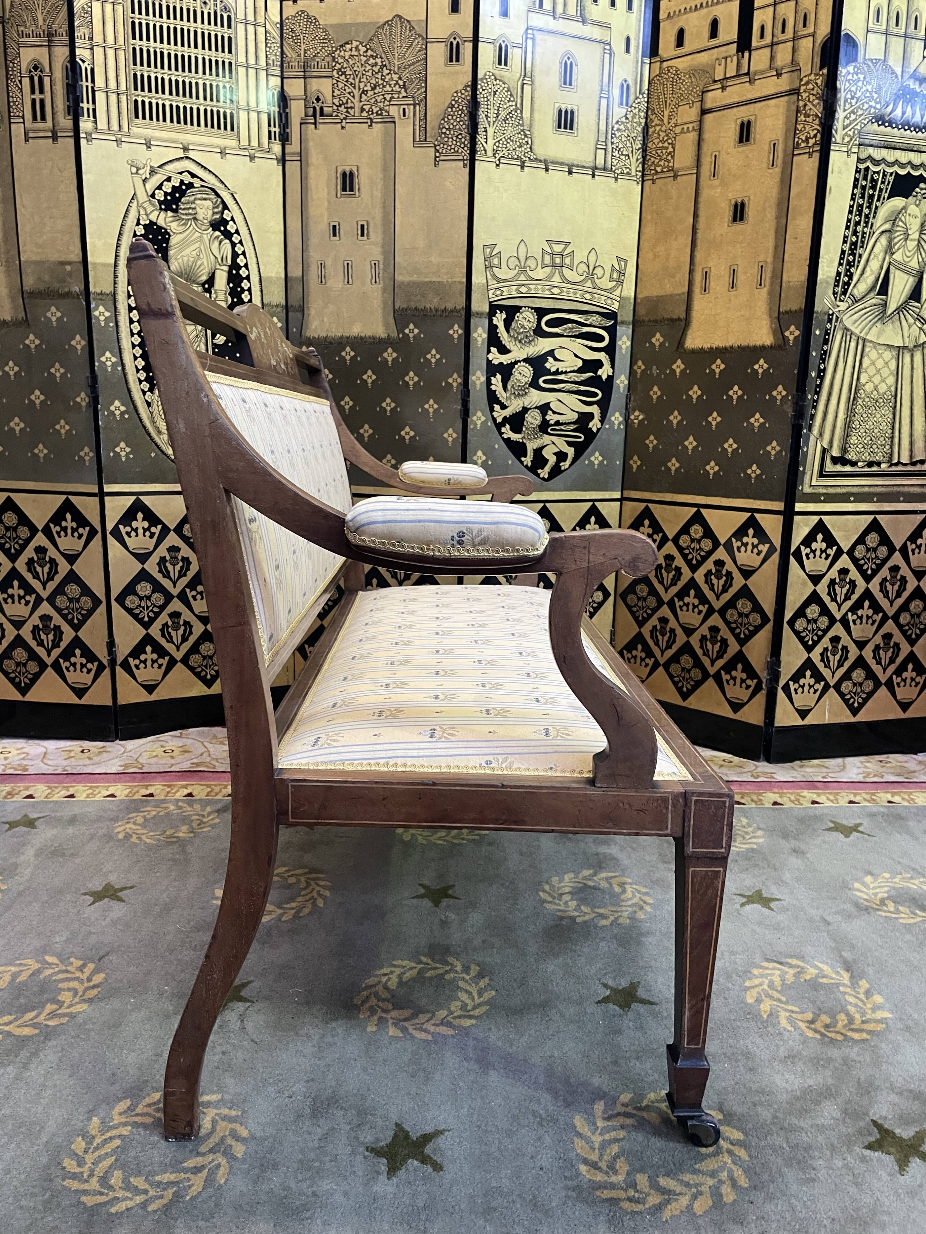 Louis XVI style marquetry bench