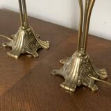 Pair of vintage brass table lamps in art nouveau style