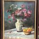 Christophe Rielland XX century. Oil on canvas with a bouquet.