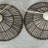 Suspensions en rotin vintage