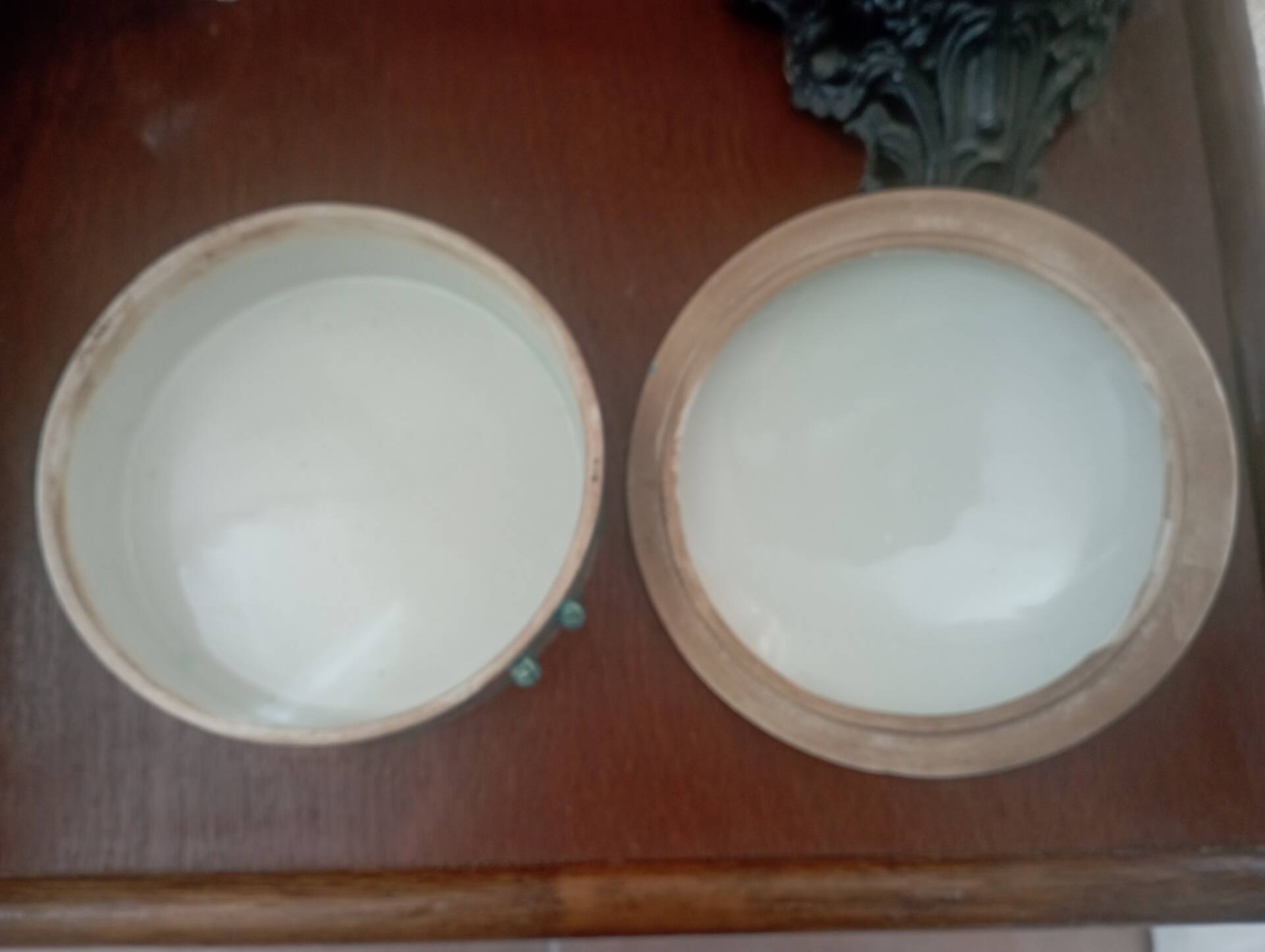 Old glazed ceramic covered pot