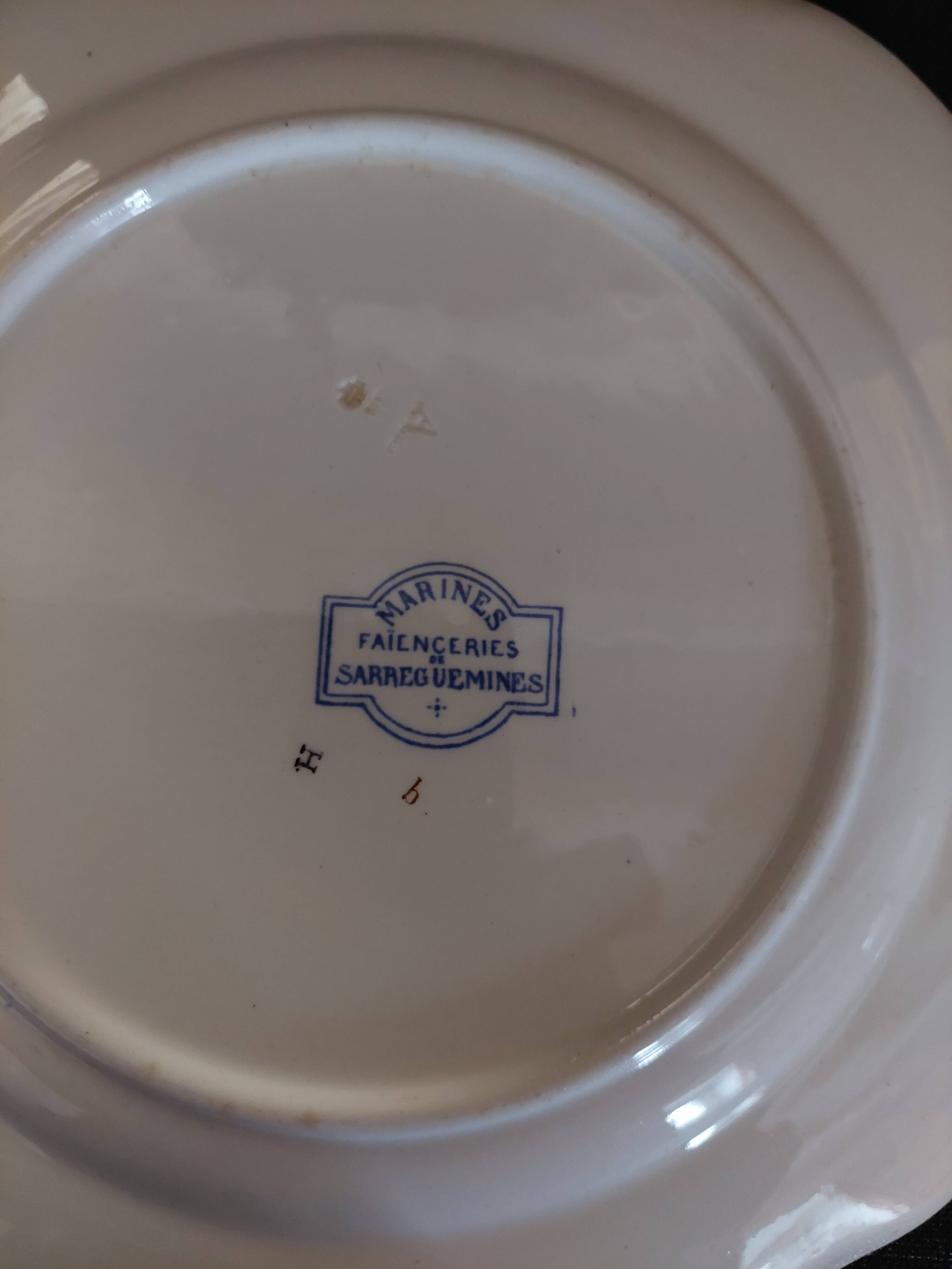 Sarreguemines earthenware plate with Marine decor late 19th century early 20th century