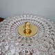 Large honeycomb glass ceiling light and brass, Glasshütte Limburg, 1970