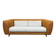 Canapé vintage en rotin design 1970 tissu bouclette écru