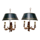Pair of bronze and sheet metal hot water bottle wall lights