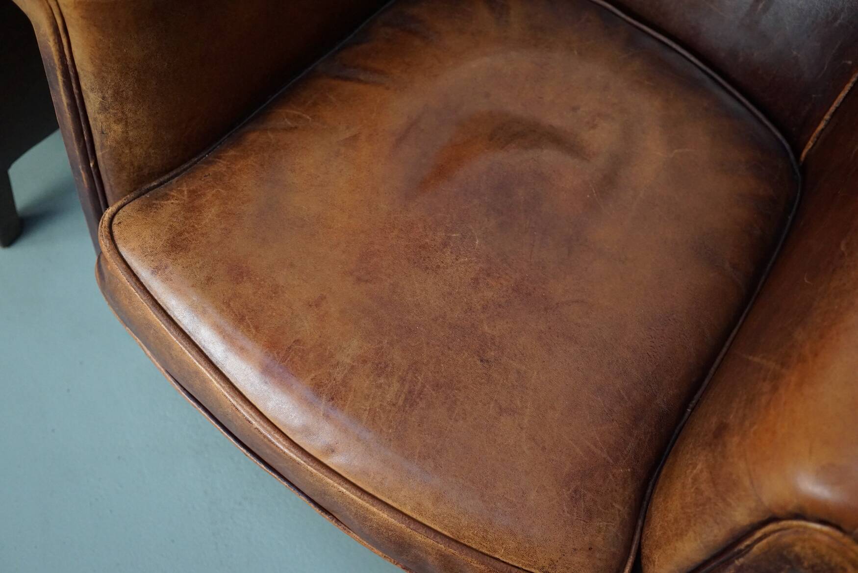 Vintage Dutch cognac coloured leather club chair, set of 2
