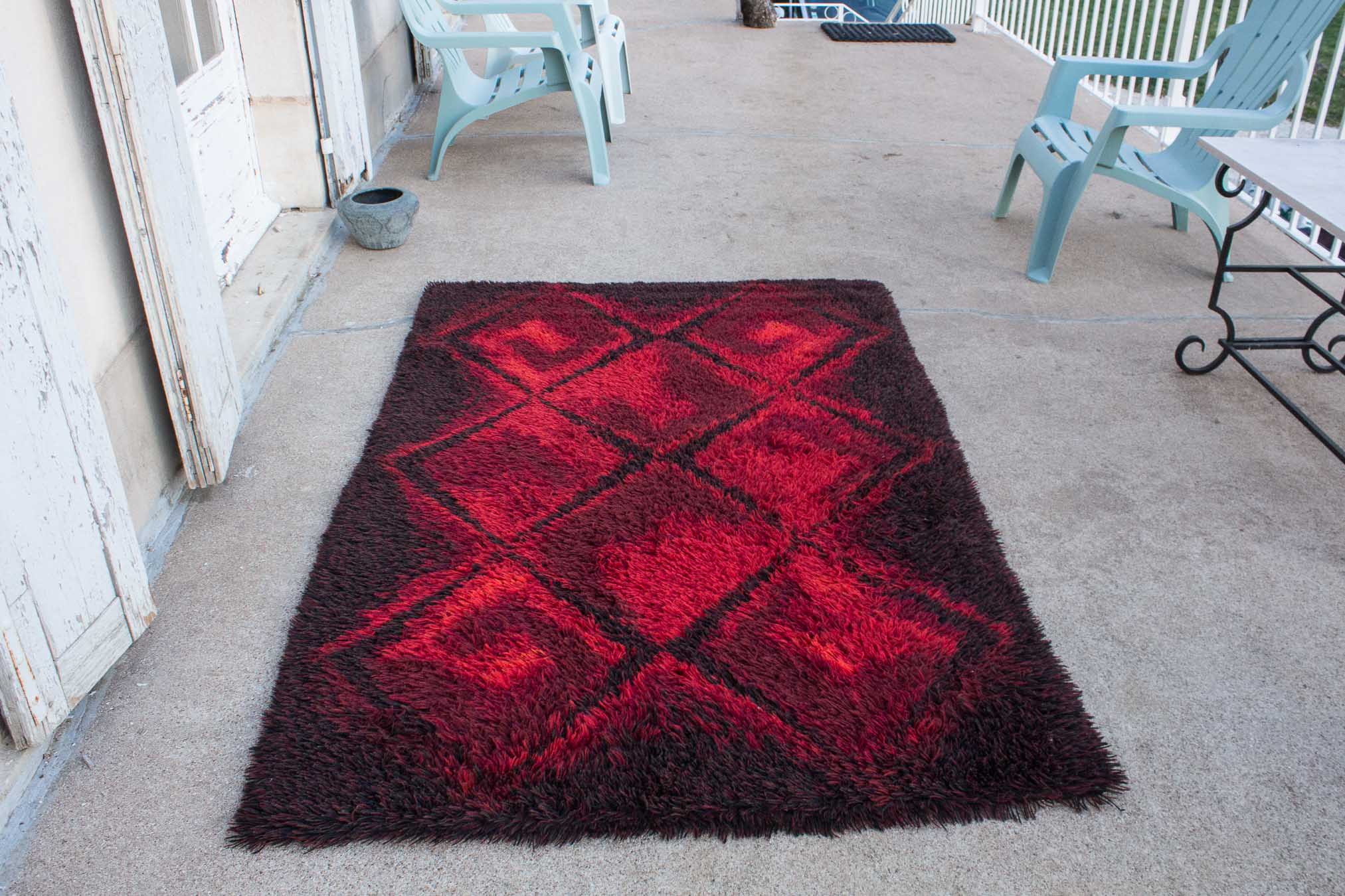 Scandinavian wool rug from Rya 70s.