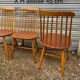 Set of 4 vintage beech chairs with teak seat