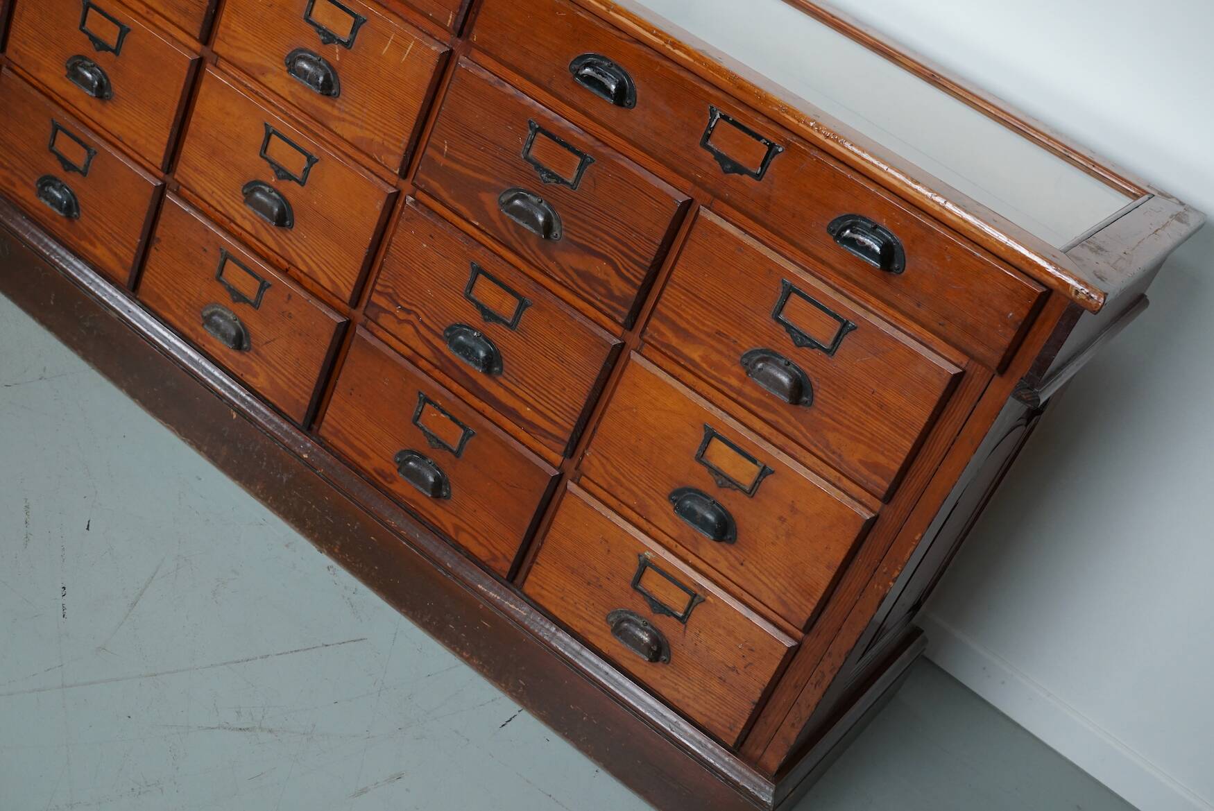 Large Pitch Pine Jewelry Counter/Cabinet, Paris, France, 1930s
