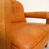 2 fauteuils en chêne et cuir cognac par Skilla