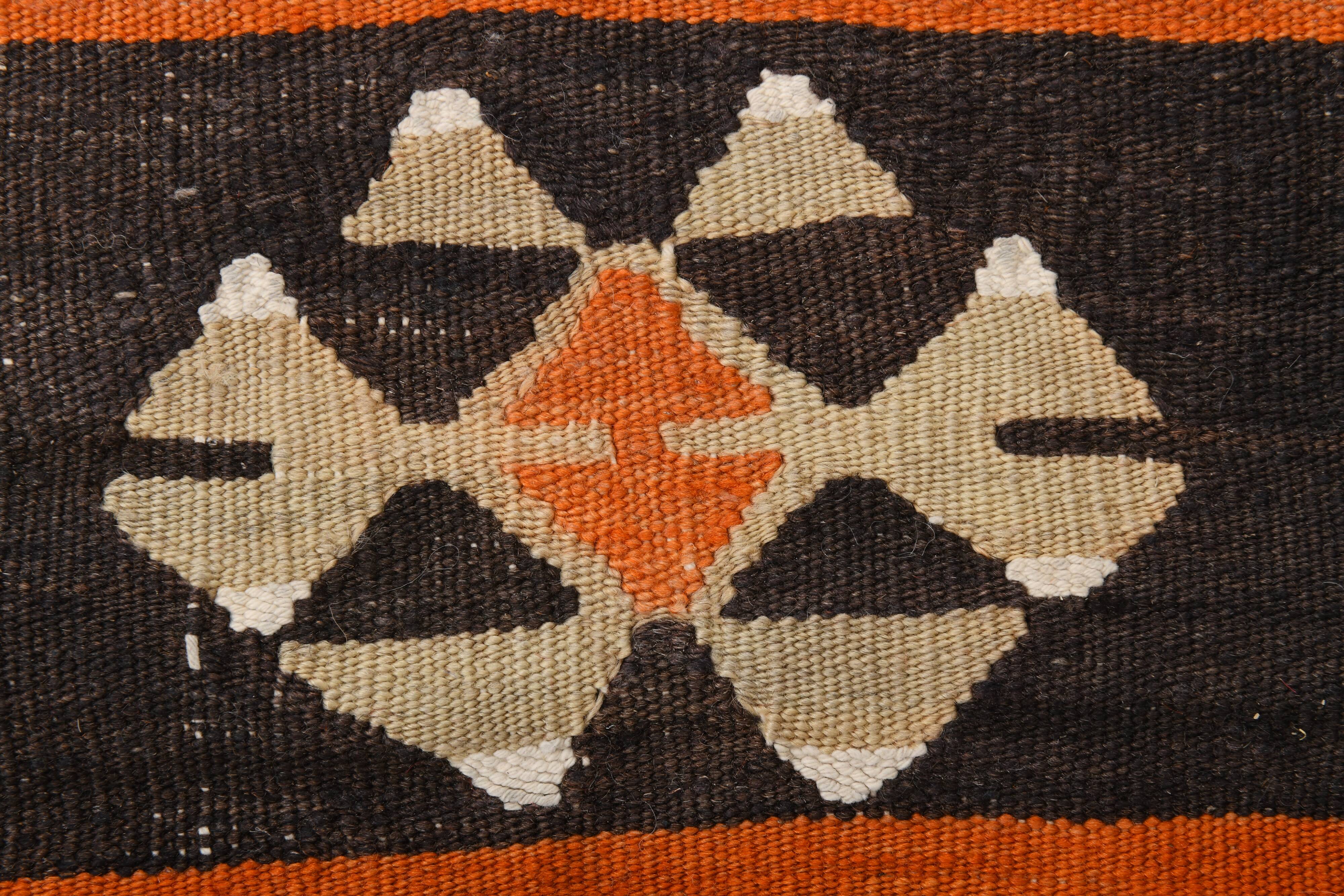 3x10 Red Brown Kilim Runner Rug 80x303Cm