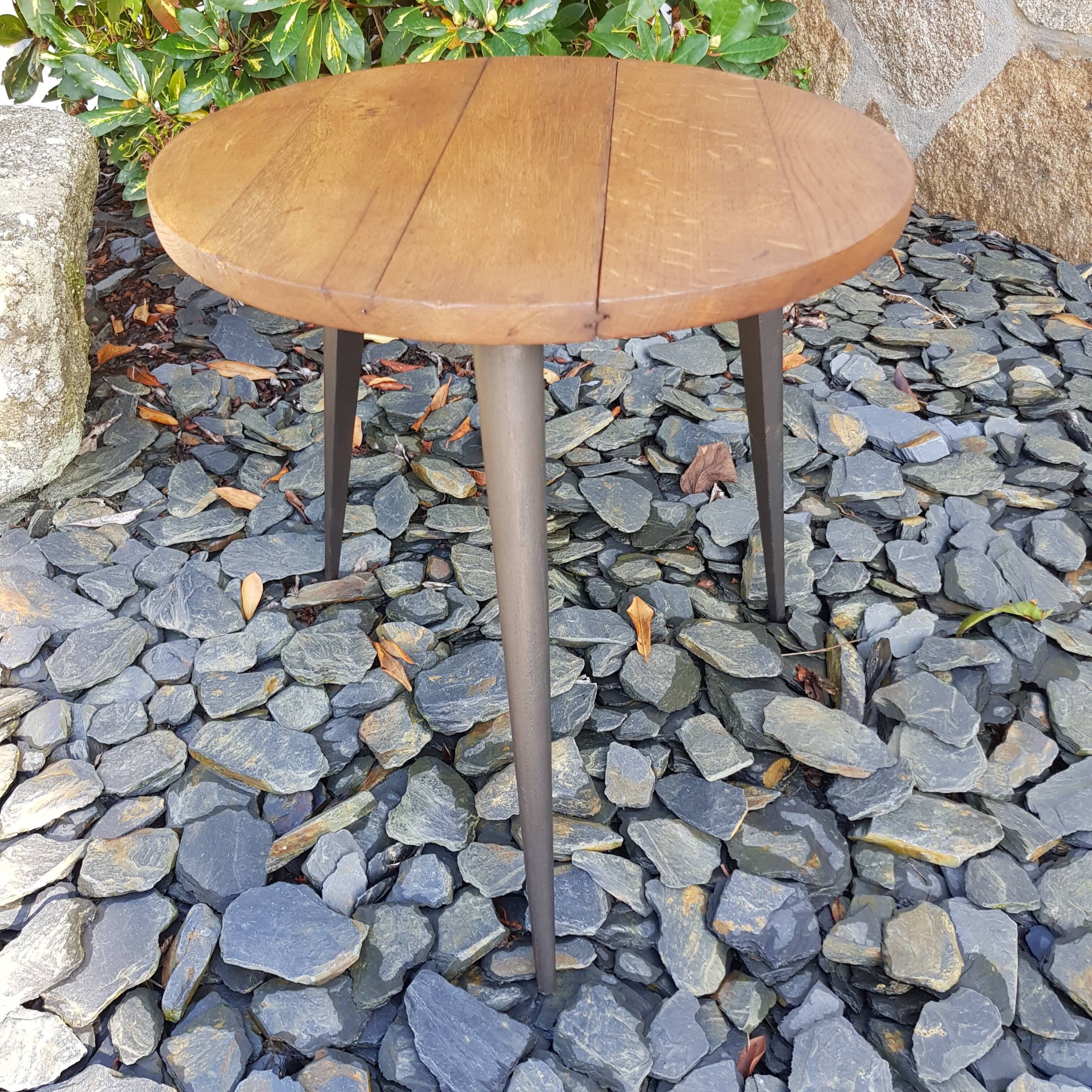 Round wooden coffee table