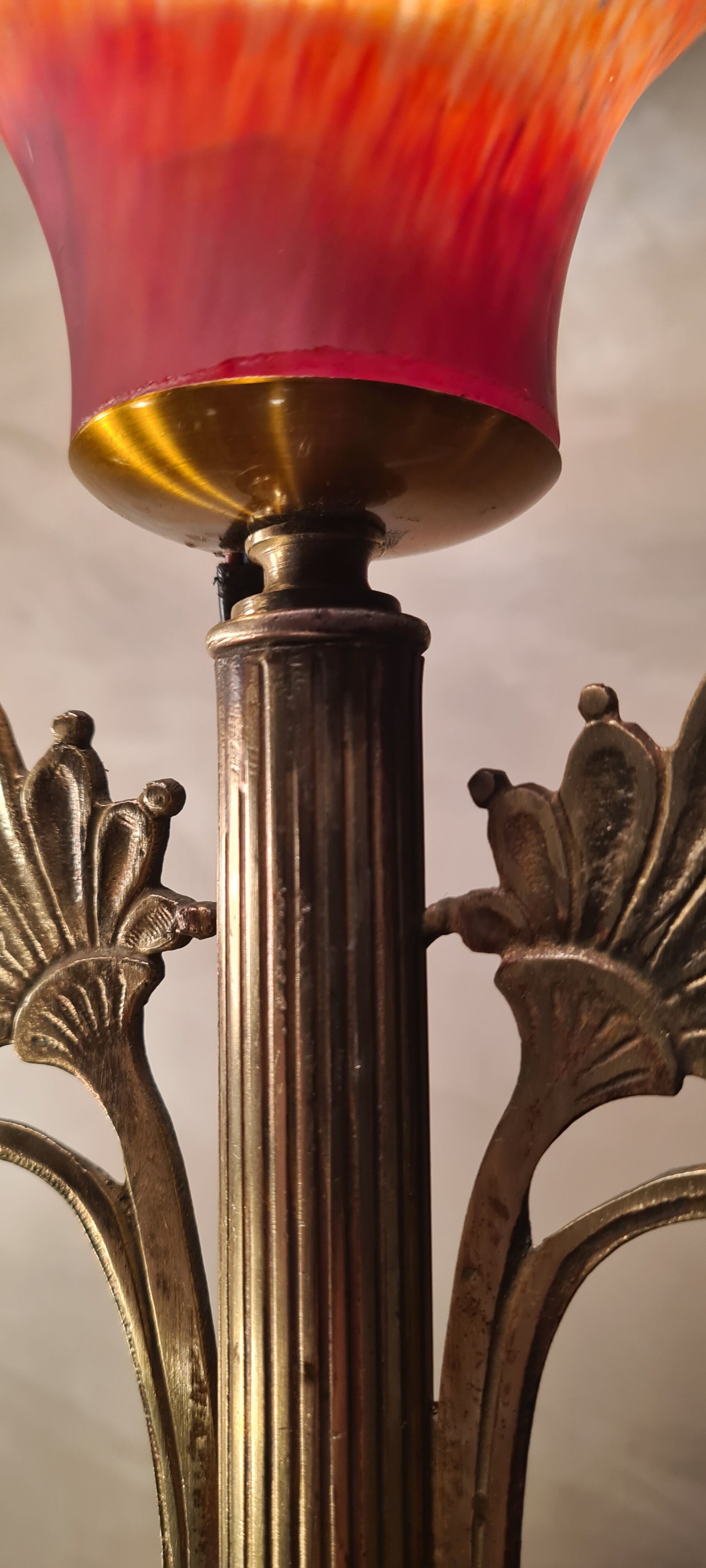 Bronze lamp and brass Art Nouveau