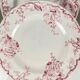 Set of 6 flat plates KG Lunéville Terre de fer, "Fontainebleau", pink, 19th century