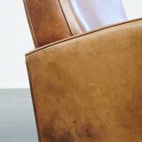 Cowhide  Leather Designer Armchair in Light Cognac Color
