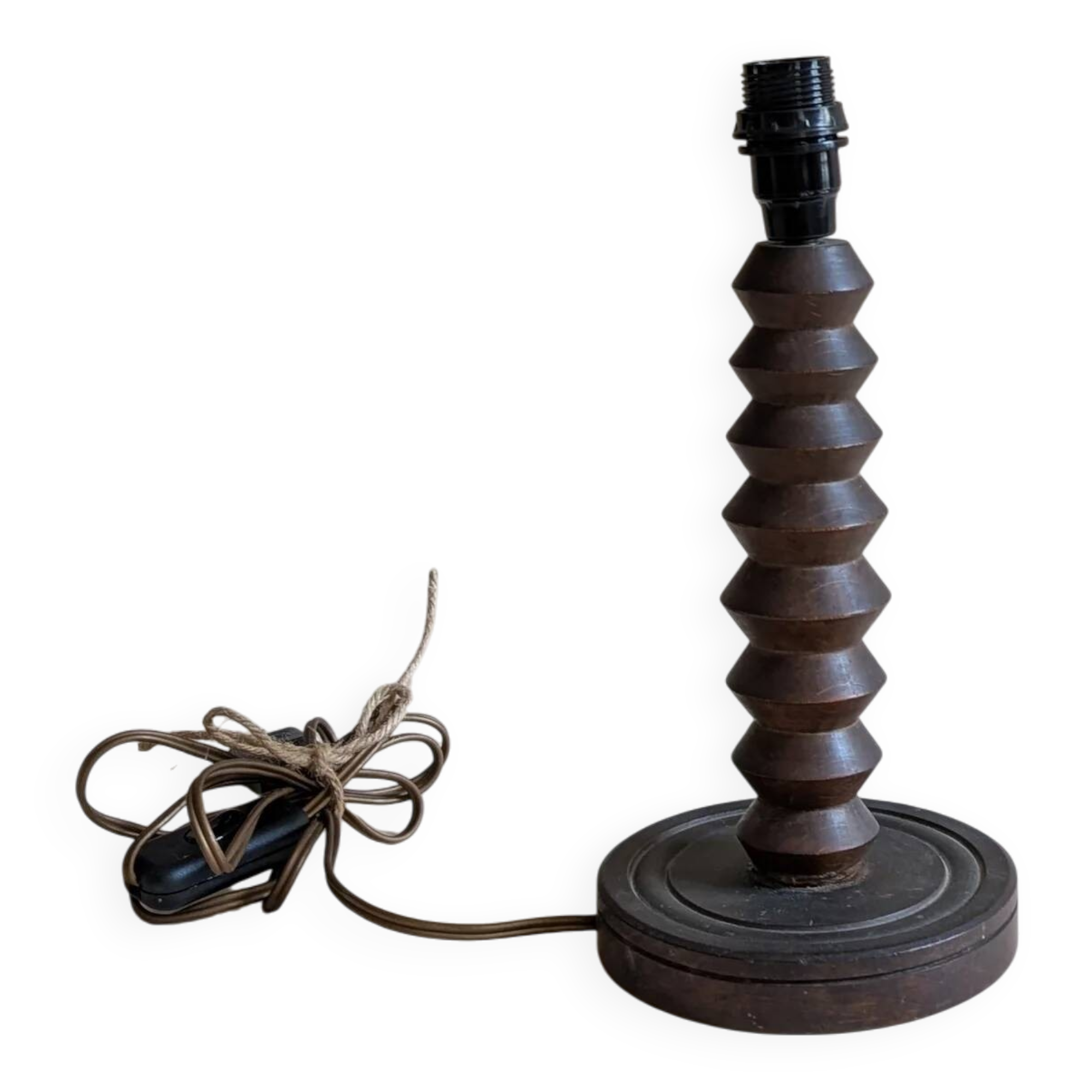 Turned wooden lamp base