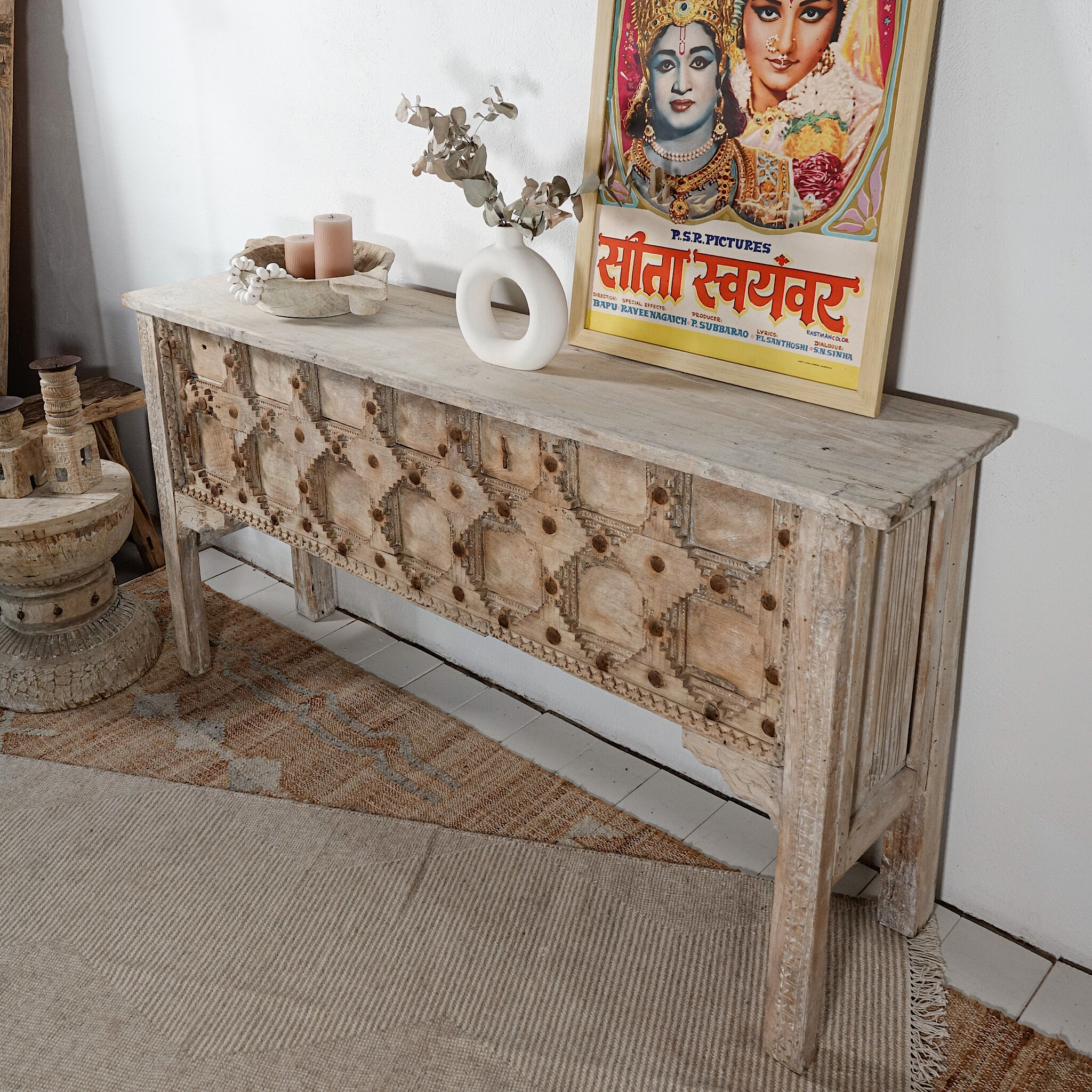 Carved wooden console