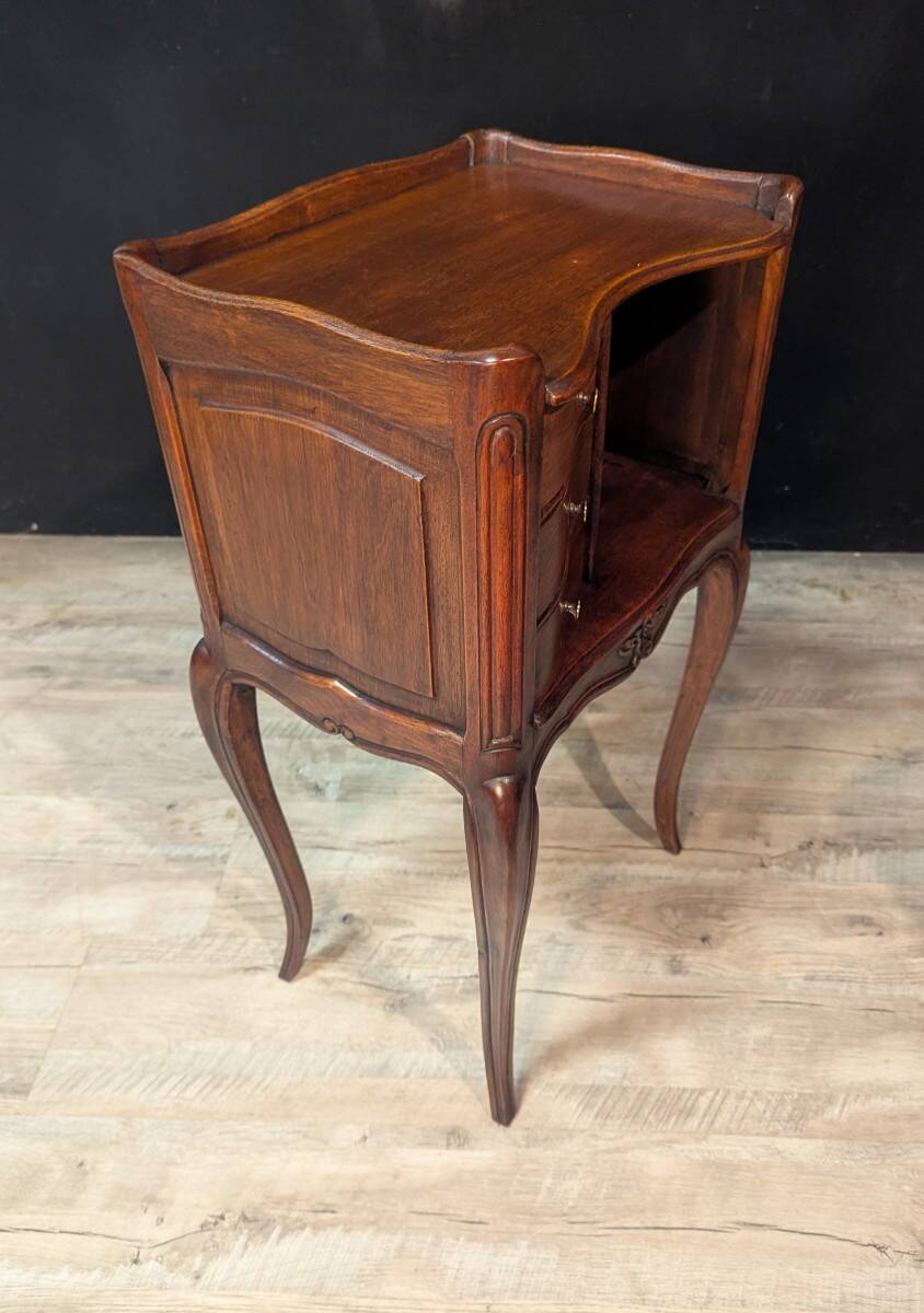 Pair of Louis XV style walnut bedside tables, right and left