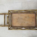 Foldable iron serving table imitation bamboo