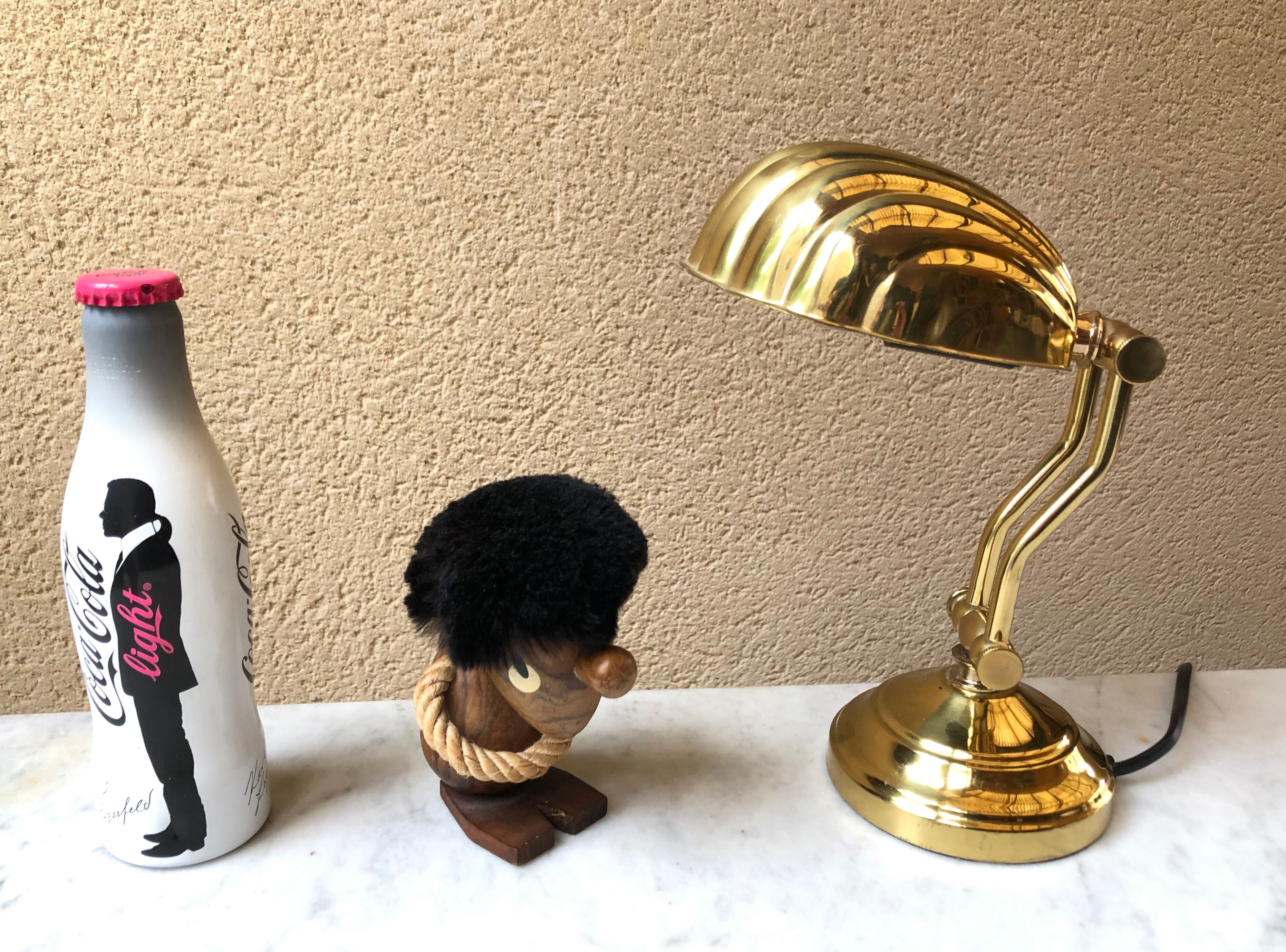 Vintage shell bedside lamp design 80 brass solid