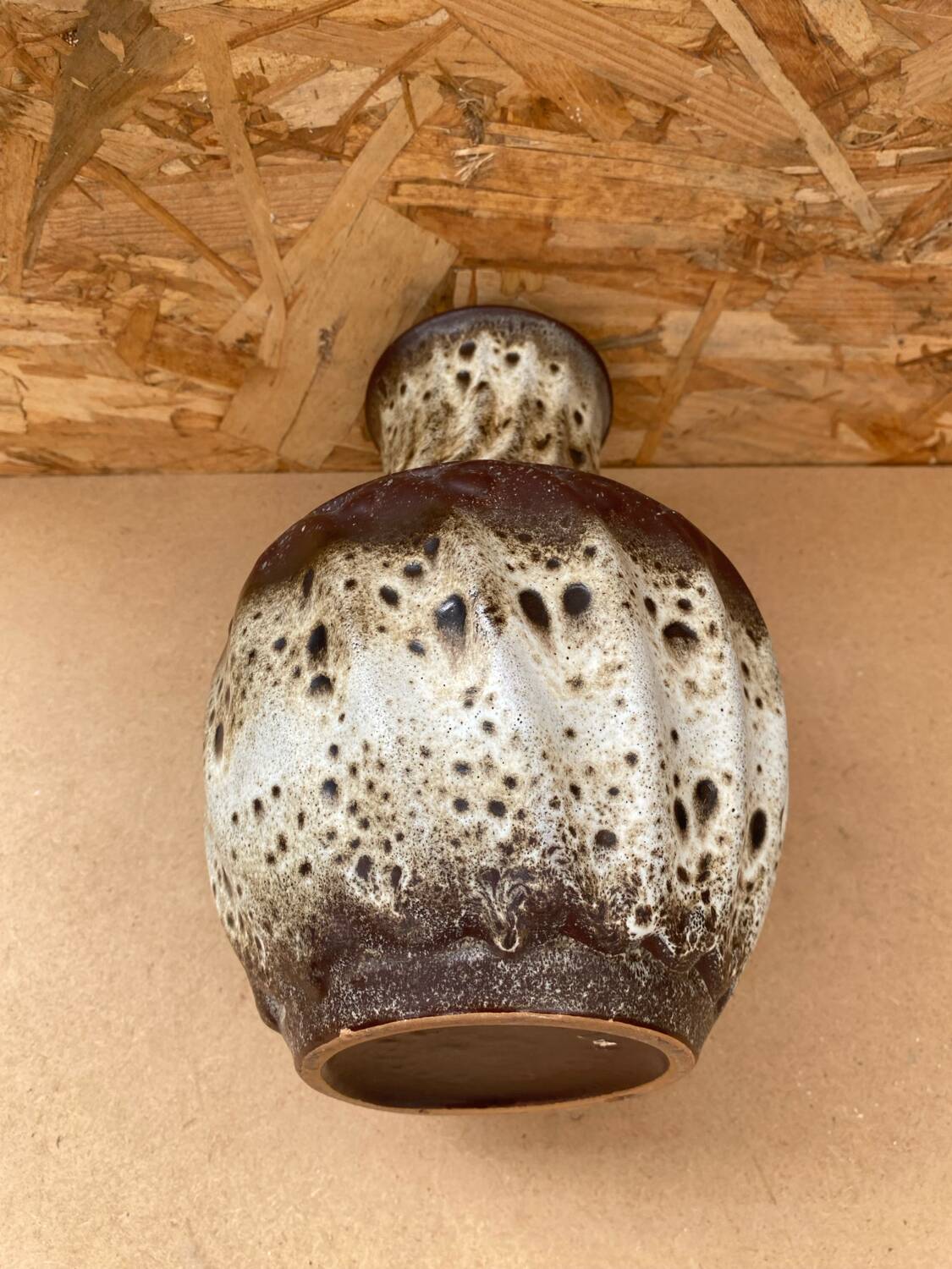 Antique west germany ceramic pitcher brown beige vintage