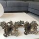 Pair of Candelabra in Louis XV/Rocaille Style, 2 lights. In gilded bronze, 19th century.