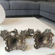 Pair of Candelabra in Louis XV/Rocaille Style, 2 lights. In gilded bronze, 19th century.
