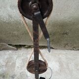 Brutalist floor lamp in wrought iron and glass paste