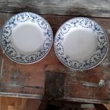 Lot de 2 assiettes décor bleu Luneville