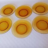 12 assiettes plates Vereco ambre