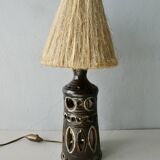 Openwork ceramic lamp and rope lampshade, 1960s