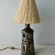 Openwork ceramic lamp and rope lampshade, 1960s