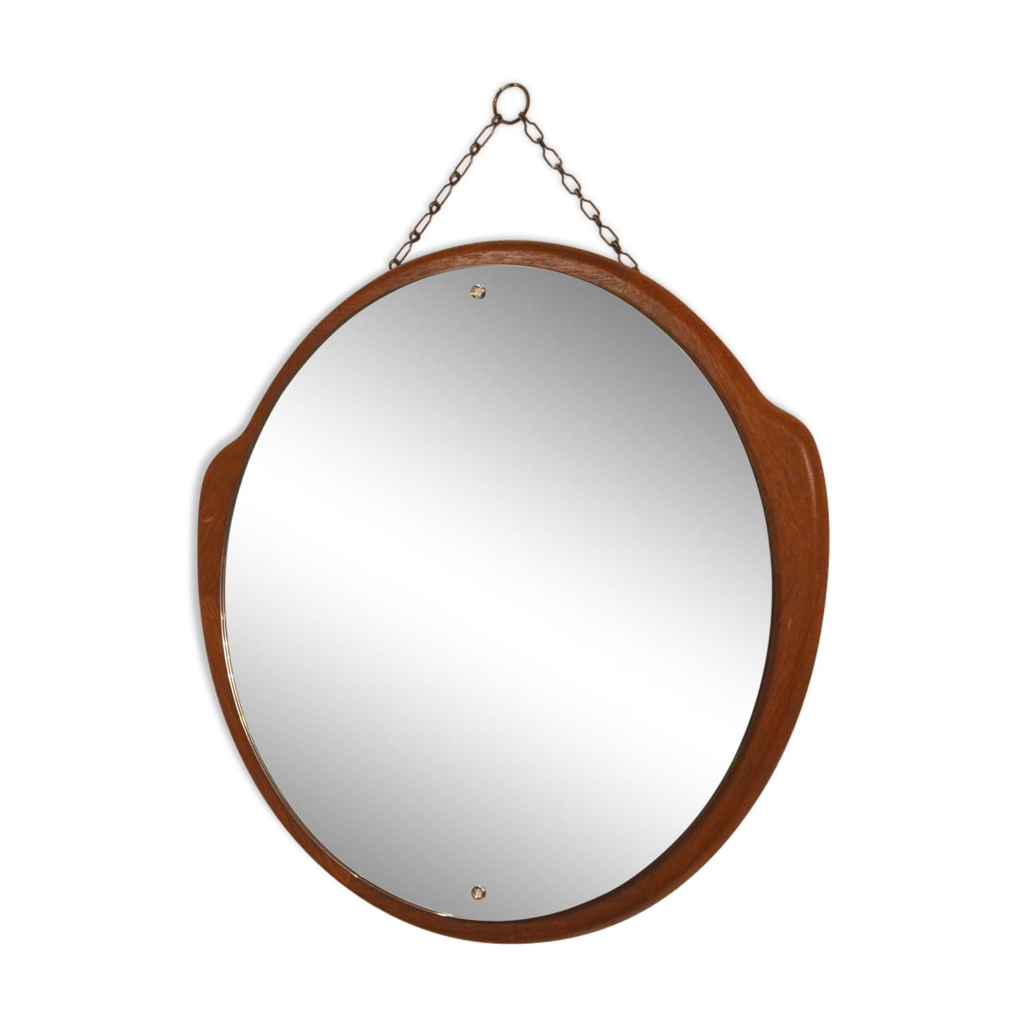Scandinavian round mirror teak