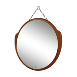 Scandinavian round mirror teak