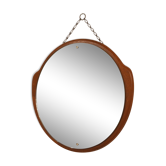 Scandinavian round mirror teak